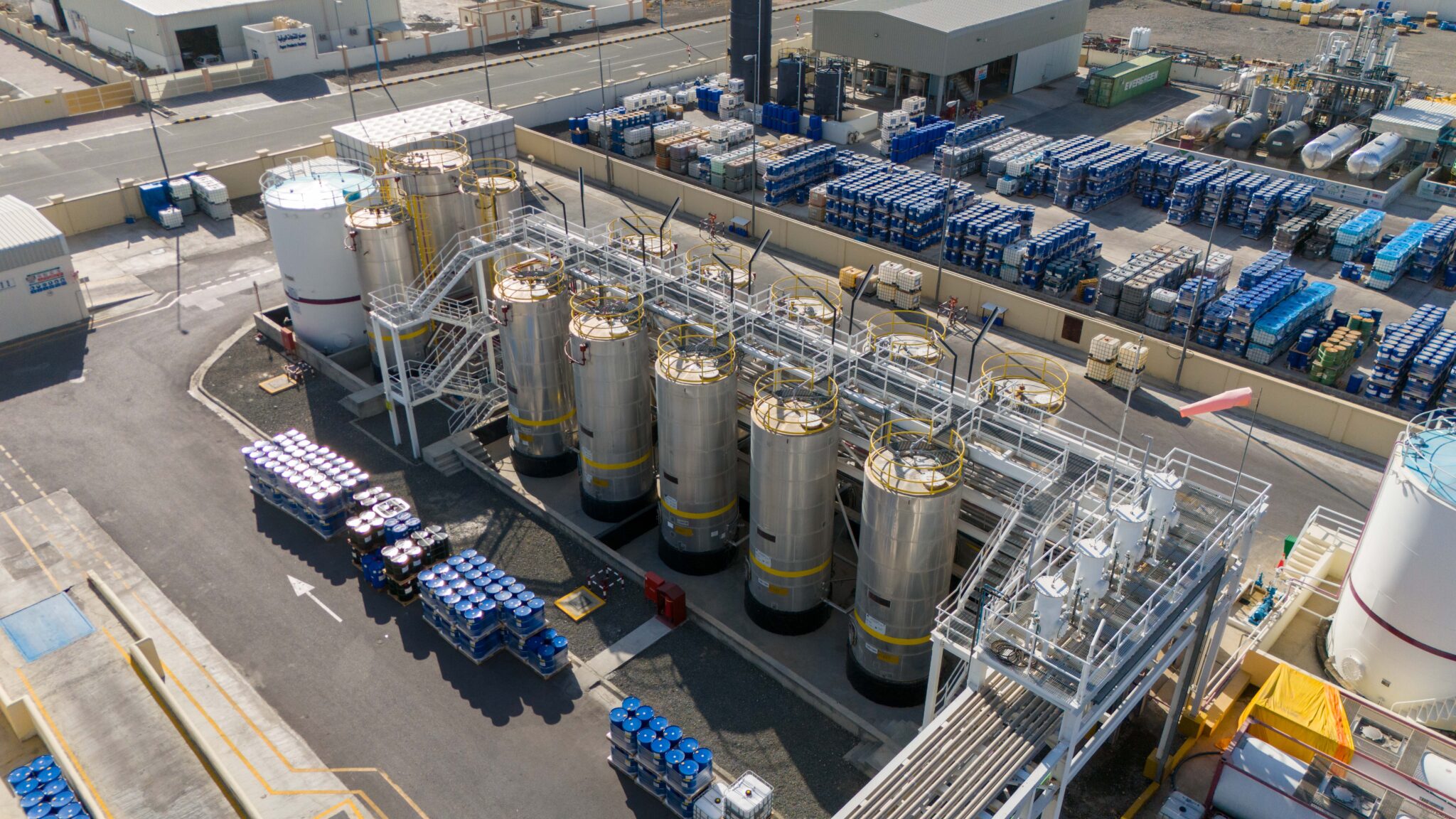 Aerial view of the OBS blending facility in Samail, Oman